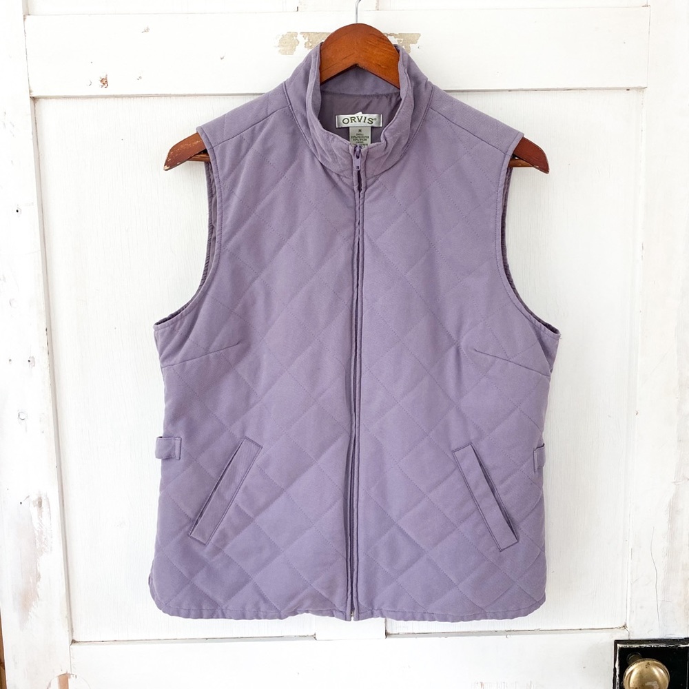 Orvis quilted purple zip up vest size M